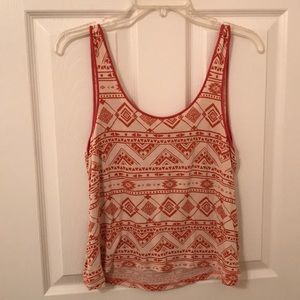 Aztec design orange tank top
